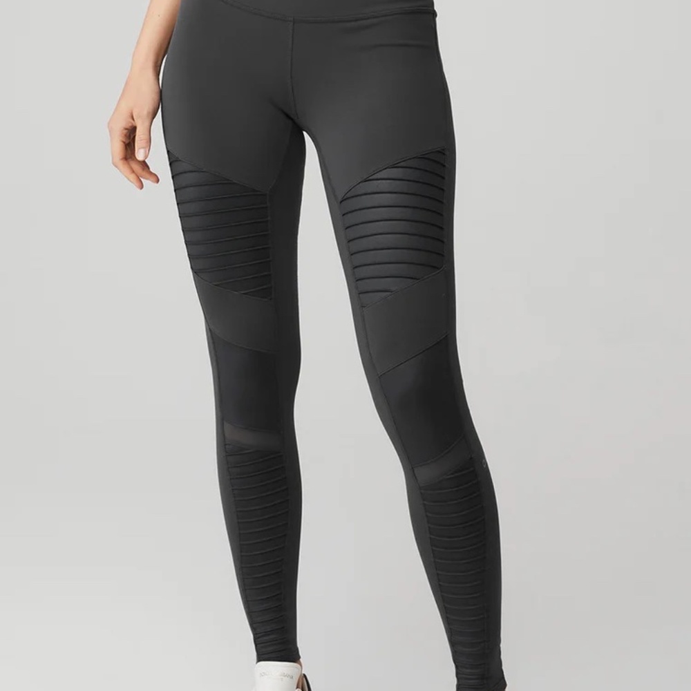 EUC, Alo, High-Waist Moto Legging, Anthracite/Anthracite Glossy, Sz Small